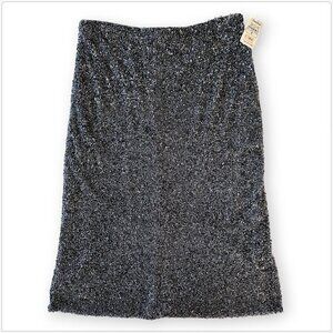 Badgley Mischka Couture Charcoal Gray Heavily Beaded Sequin Evening Skirt NWT 4